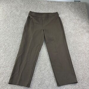 Eileen Fisher Straight Leg Pants Women PM Olive Brown PullOn Classic Office Chic